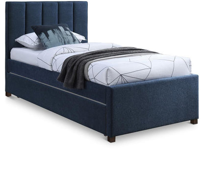 Meridian Furniture - Harper Navy Linen Textured Fabric Twin Trundle Bed - HarperNavy-T veiw 1