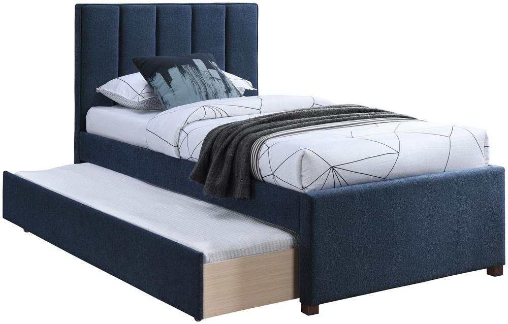 Meridian Furniture - Harper Navy Linen Textured Fabric Twin Trundle Bed - HarperNavy-T veiw 3