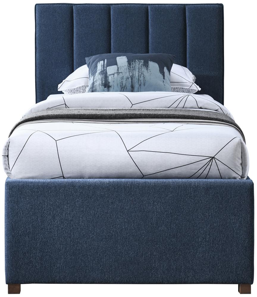 Meridian Furniture - Harper Navy Linen Textured Fabric Twin Trundle Bed - HarperNavy-T veiw 4