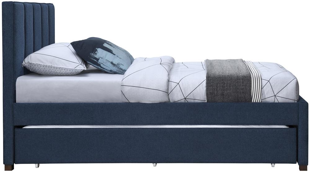 Meridian Furniture - Harper Navy Linen Textured Fabric Twin Trundle Bed - HarperNavy-T veiw 5