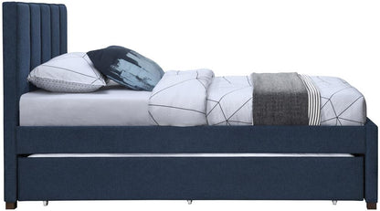 Meridian Furniture - Harper Navy Linen Textured Fabric Twin Trundle Bed - HarperNavy-T veiw 5