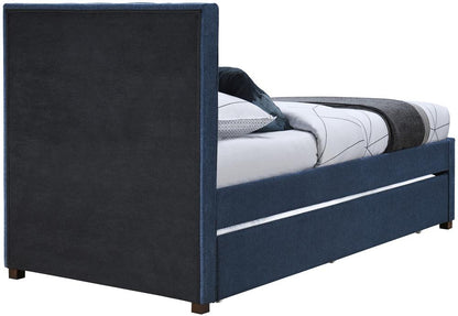 Meridian Furniture - Harper Navy Linen Textured Fabric Twin Trundle Bed - HarperNavy-T veiw 6