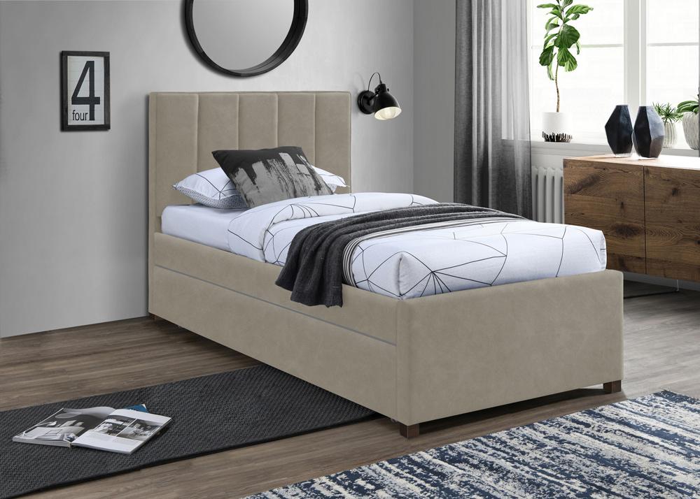 Meridian Furniture - Hudson Beige Vegan Leather Twin Trundle Bed - HudsonBeige-T veiw 2