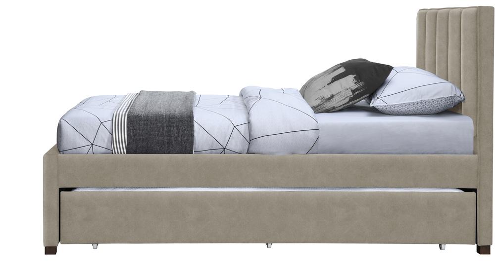 Meridian Furniture - Hudson Beige Vegan Leather Twin Trundle Bed - HudsonBeige-T veiw 4