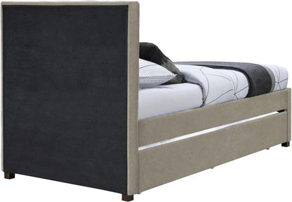 Meridian Furniture - Hudson Beige Vegan Leather Twin Trundle Bed - HudsonBeige-T veiw 5
