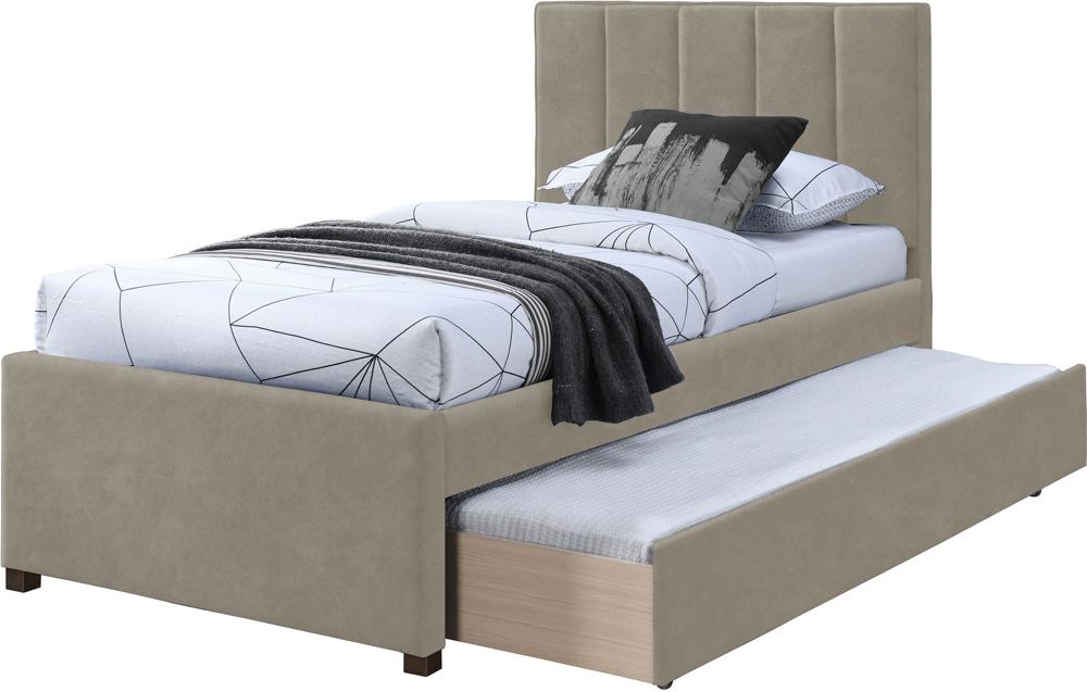 Meridian Furniture - Hudson Beige Vegan Leather Twin Trundle Bed - HudsonBeige-T veiw 6