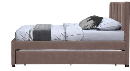 Meridian Furniture - Hudson Brown Vegan Leather Twin Trundle Bed - HudsonBrown-T veiw 4