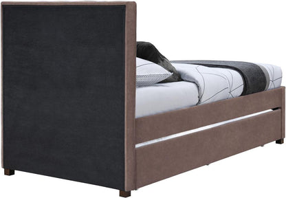 Meridian Furniture - Hudson Brown Vegan Leather Twin Trundle Bed - HudsonBrown-T veiw 5
