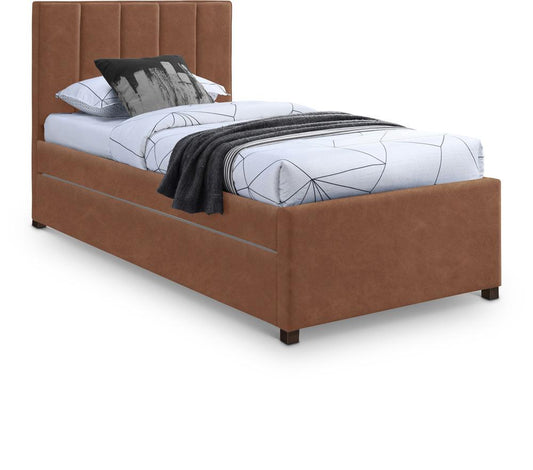 Meridian Furniture - Hudson Cognac Vegan Leather Twin Trundle Bed - HudsonCognac-T veiw 1