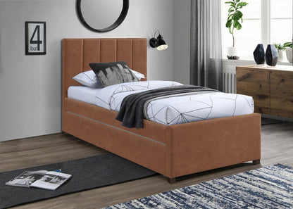 Meridian Furniture - Hudson Cognac Vegan Leather Twin Trundle Bed - HudsonCognac-T veiw 2