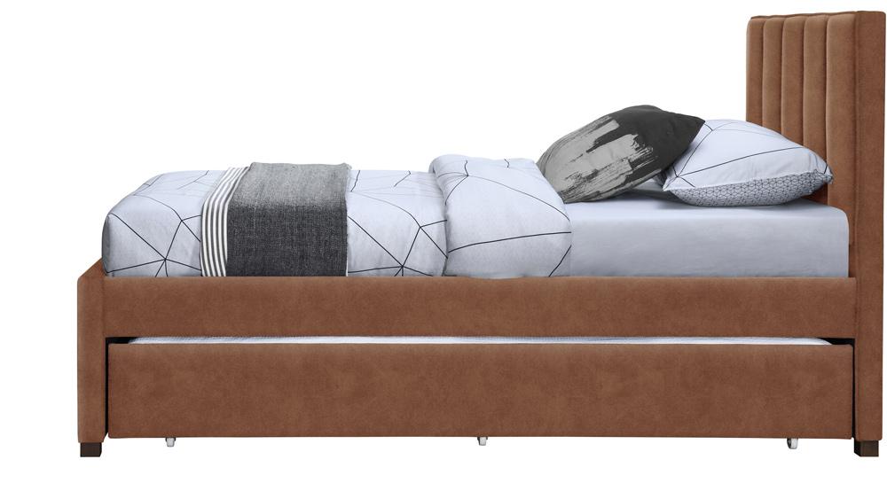 Meridian Furniture - Hudson Cognac Vegan Leather Twin Trundle Bed - HudsonCognac-T veiw 4
