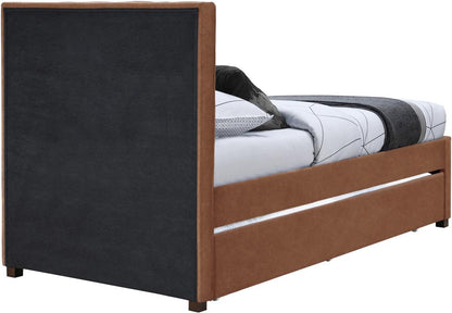 Meridian Furniture - Hudson Cognac Vegan Leather Twin Trundle Bed - HudsonCognac-T veiw 5