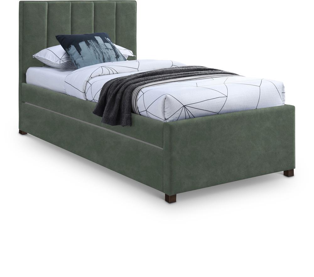 Meridian Furniture - Hudson Green Vegan Leather Twin Trundle Bed - HudsonGreen-T veiw 1