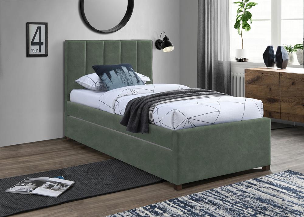 Meridian Furniture - Hudson Green Vegan Leather Twin Trundle Bed - HudsonGreen-T veiw 2