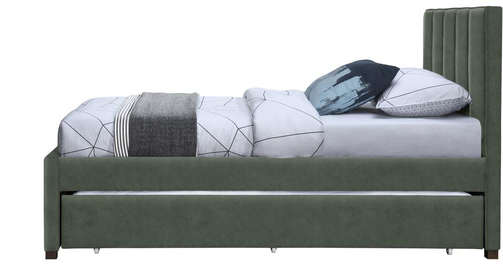Meridian Furniture - Hudson Green Vegan Leather Twin Trundle Bed - HudsonGreen-T veiw 4