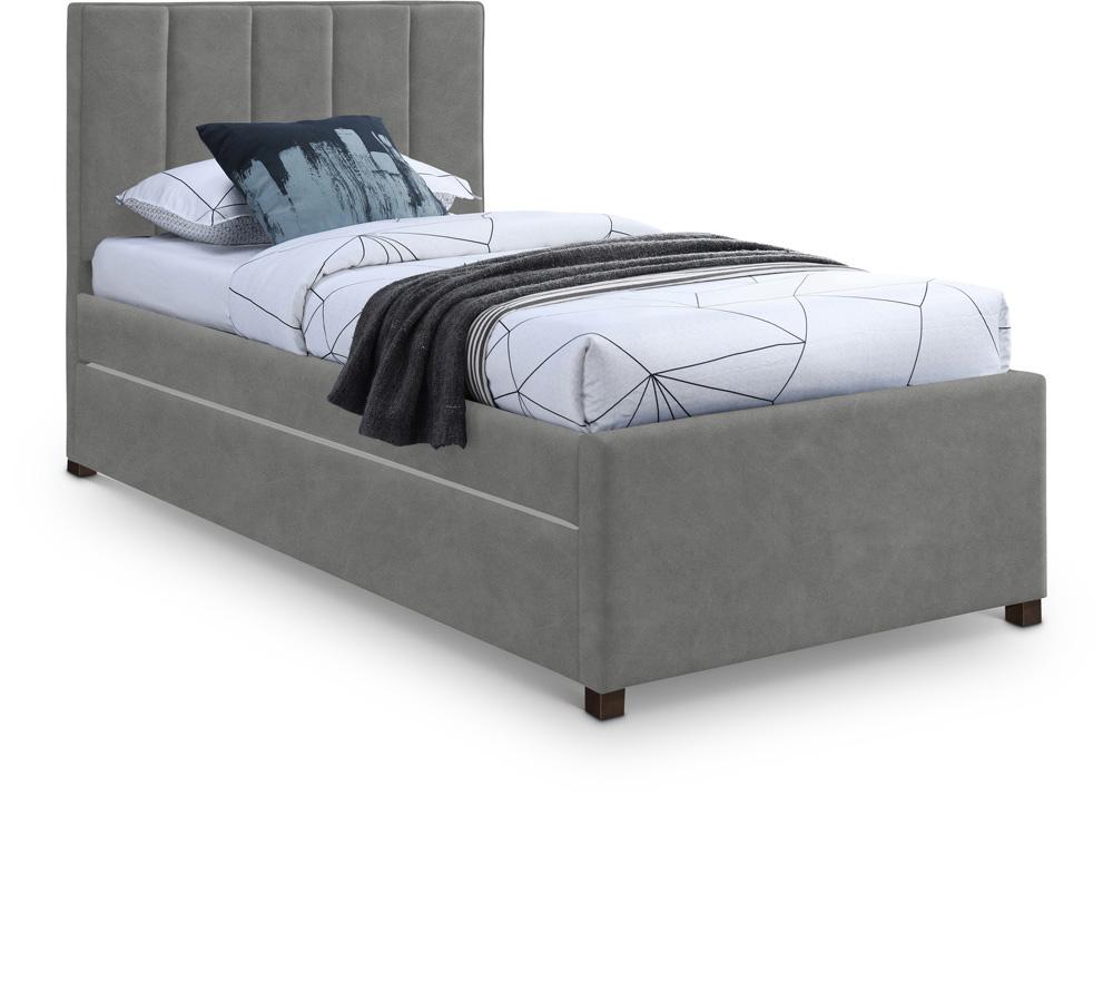 Meridian Furniture - Hudson Grey Vegan Leather Twin Trundle Bed - HudsonGrey-T veiw 1