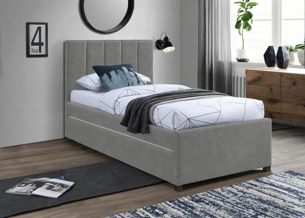 Meridian Furniture - Hudson Grey Vegan Leather Twin Trundle Bed - HudsonGrey-T veiw 2