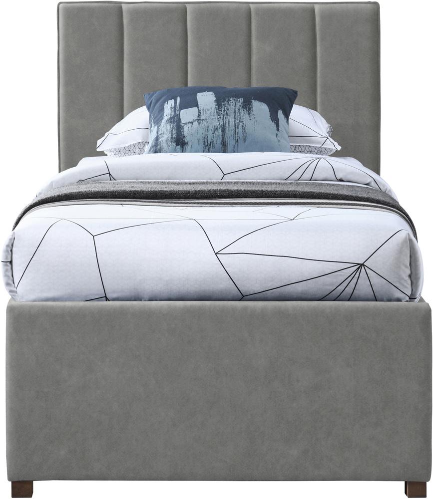 Meridian Furniture - Hudson Grey Vegan Leather Twin Trundle Bed - HudsonGrey-T veiw 3