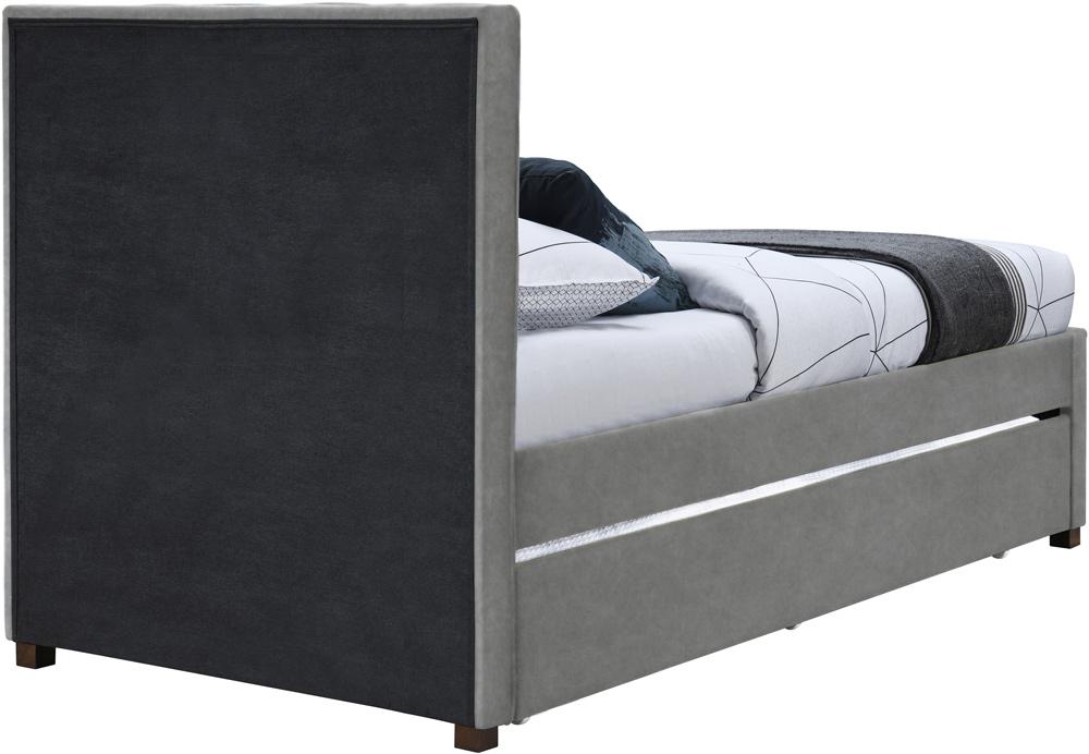 Meridian Furniture - Hudson Grey Vegan Leather Twin Trundle Bed - HudsonGrey-T veiw 5