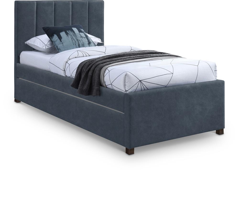 Meridian Furniture - Hudson Navy Vegan Leather Twin Trundle Bed - HudsonNavy-T veiw 1