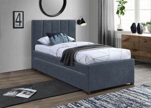 Meridian Furniture - Hudson Navy Vegan Leather Twin Trundle Bed - HudsonNavy-T veiw 2