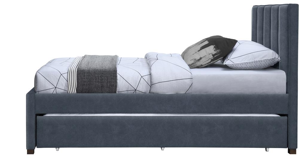Meridian Furniture - Hudson Navy Vegan Leather Twin Trundle Bed - HudsonNavy-T veiw 4