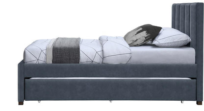 Meridian Furniture - Hudson Navy Vegan Leather Twin Trundle Bed - HudsonNavy-T veiw 4
