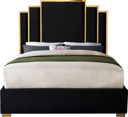 Meridian Furniture - Hugo Black Velvet King Bed - HugoBlack-K veiw 3