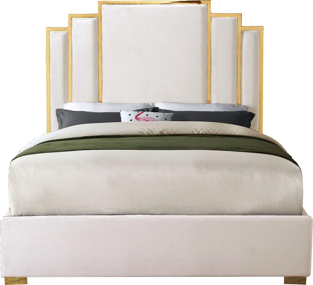 Meridian Furniture - Hugo Cream Velvet King Bed - HugoCream-K veiw 3