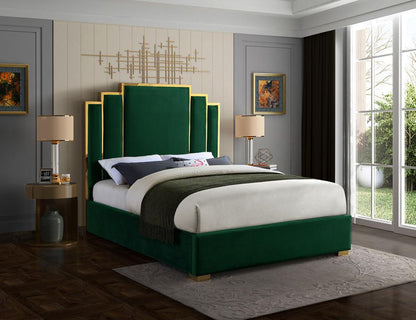 Meridian Furniture - Hugo Green Velvet Queen Bed - HugoGreen-Q veiw 2
