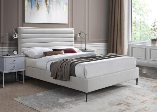 Meridian Furniture - Hunter Cream Linen Textured King Bed - HunterCream-K veiw 2