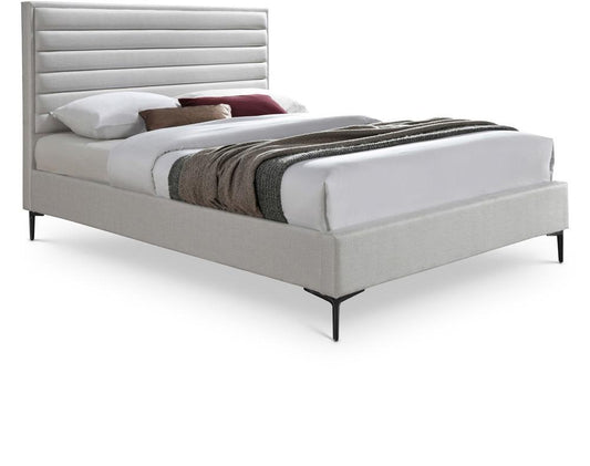 Meridian Furniture - Hunter Cream Linen Textured Queen Bed - HunterCream-Q veiw 1