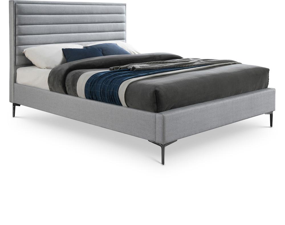 Meridian Furniture - Hunter Grey Linen Textured King Bed - HunterGrey-K veiw 1