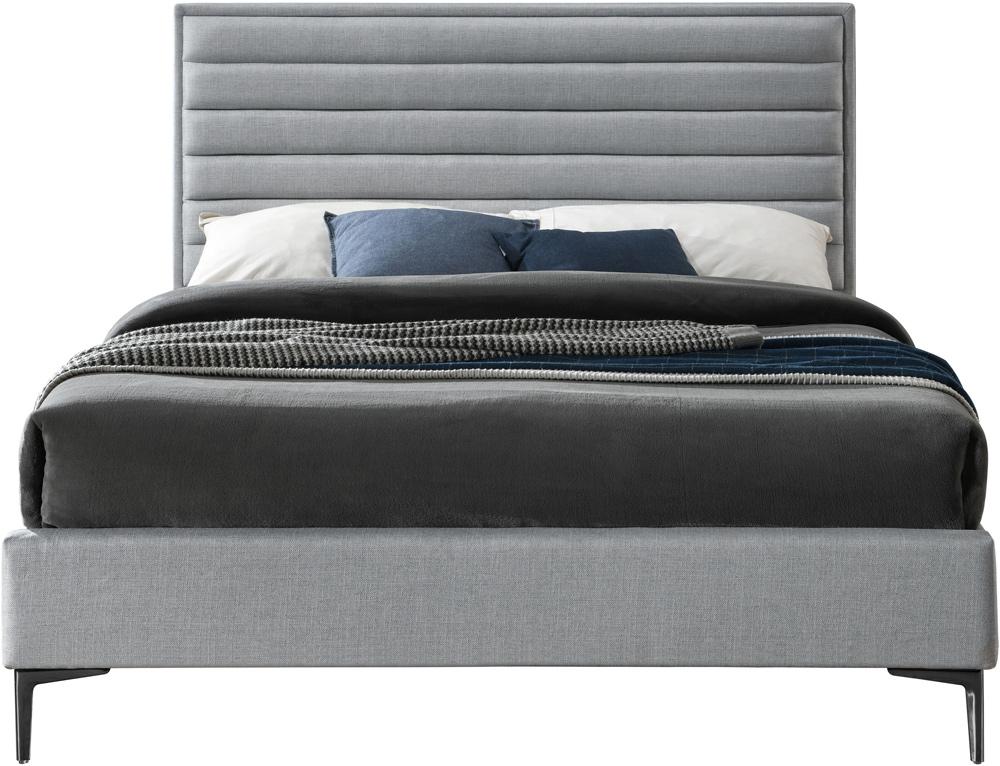 Meridian Furniture - Hunter Grey Linen Textured Queen Bed - HunterGrey-Q veiw 3