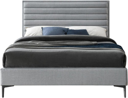 Meridian Furniture - Hunter Grey Linen Textured Queen Bed - HunterGrey-Q veiw 3