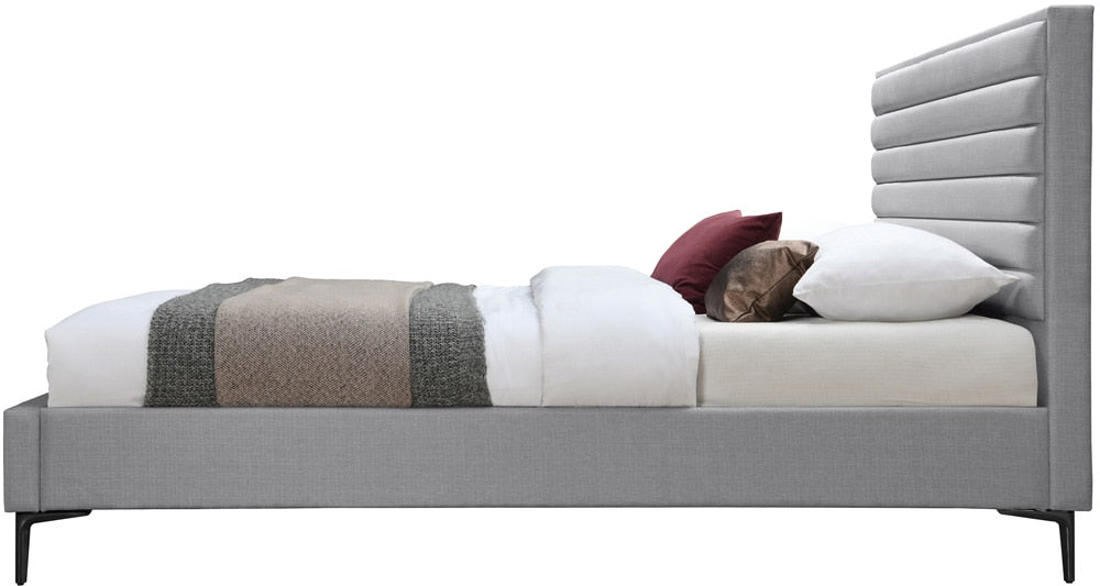 Meridian Furniture - Hunter Grey Linen Textured Queen Bed - HunterGrey-Q veiw 5