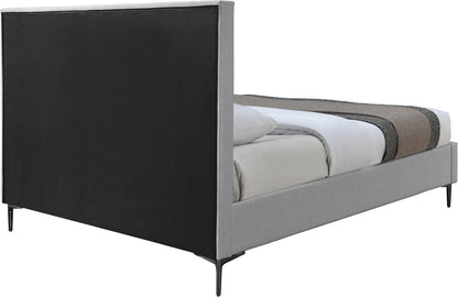 Meridian Furniture - Hunter Grey Linen Textured Queen Bed - HunterGrey-Q veiw 7