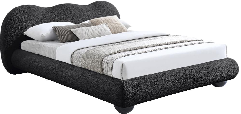 Meridian Furniture - Hyde Black Boucle Fabric Queen Bed - HydeBlack-Q veiw 2