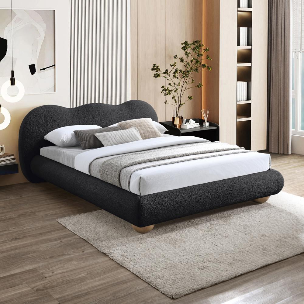 Meridian Furniture - Hyde Black Boucle Fabric Queen Bed - HydeBlack-Q veiw 3