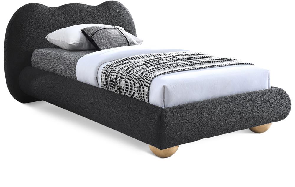 Meridian Furniture - Hyde Black Boucle Fabric Twin Bed - HydeBlack-T veiw 1