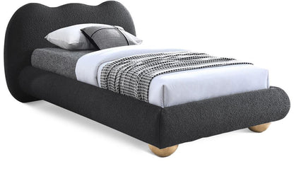 Meridian Furniture - Hyde Black Boucle Fabric Twin Bed - HydeBlack-T veiw 1
