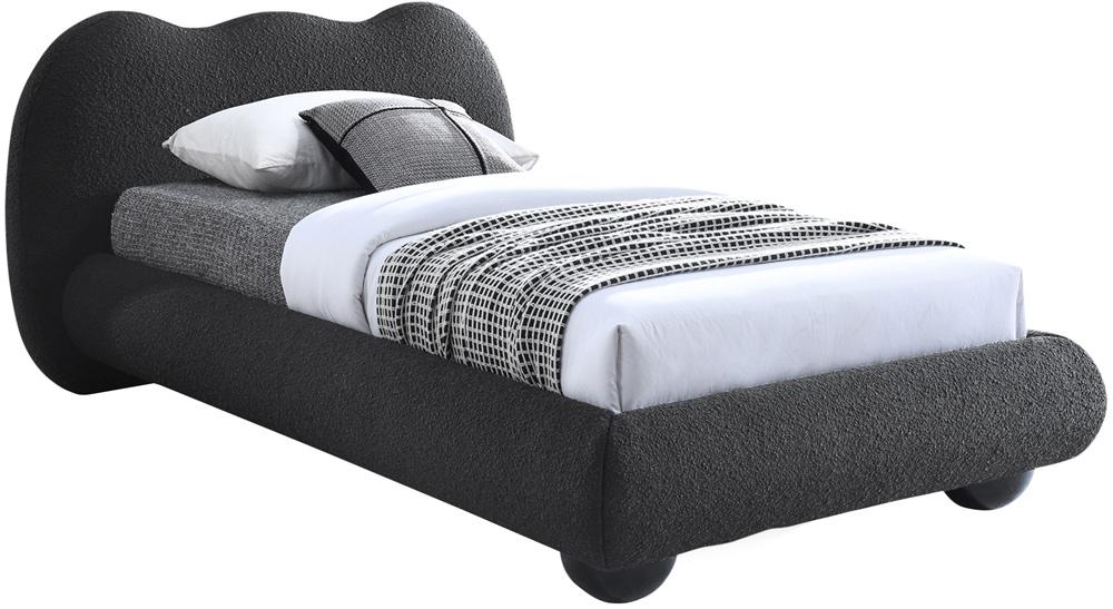 Meridian Furniture - Hyde Black Boucle Fabric Twin Bed - HydeBlack-T veiw 2