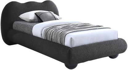 Meridian Furniture - Hyde Black Boucle Fabric Twin Bed - HydeBlack-T veiw 2