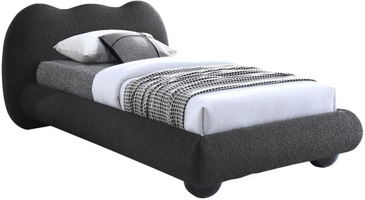 Meridian Furniture - Hyde Black Boucle Fabric Twin Bed - HydeBlack-T veiw 2