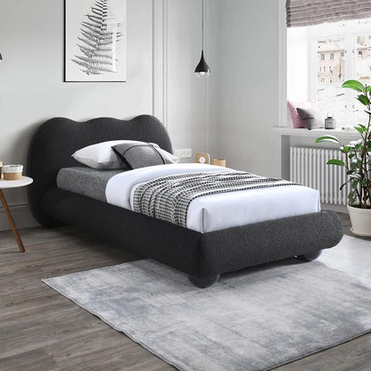 Meridian Furniture - Hyde Black Boucle Fabric Twin Bed - HydeBlack-T veiw 4