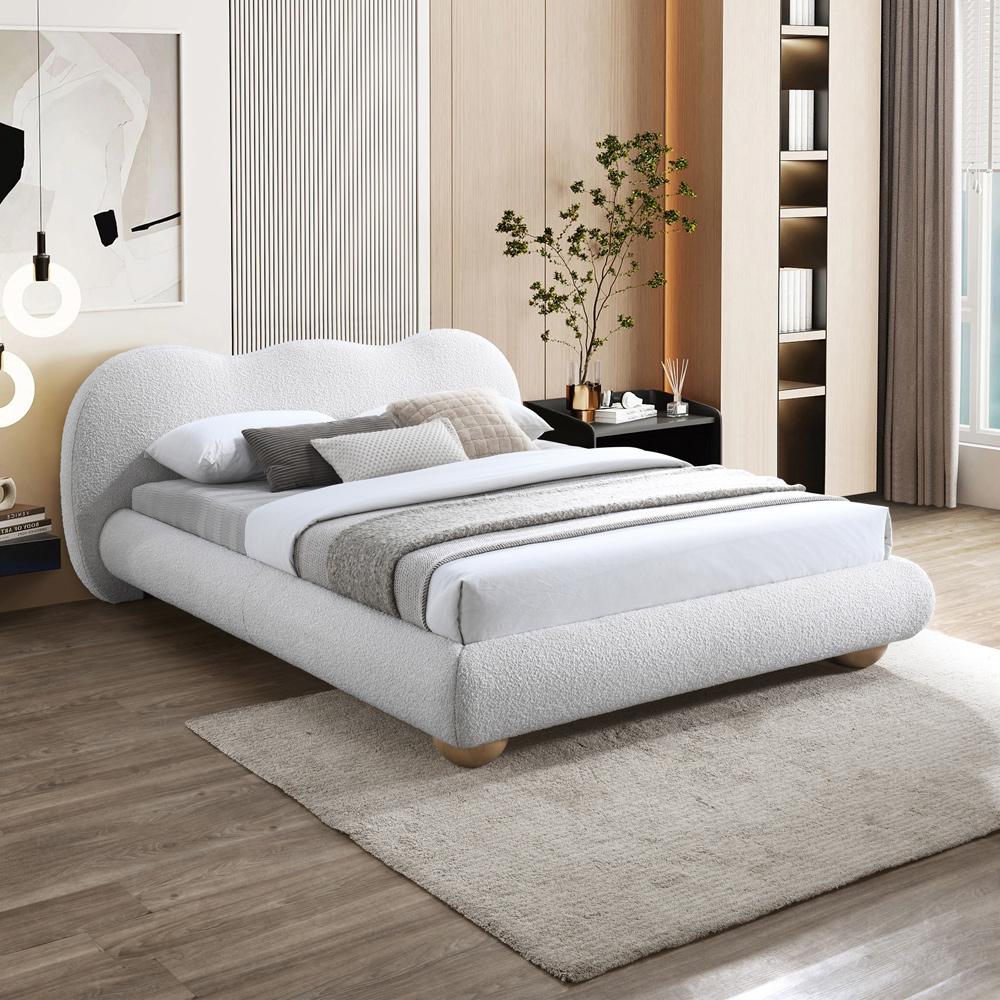 Meridian Furniture - Hyde Cream Boucle Fabric Full Bed - HydeCream-F veiw 3