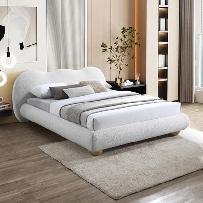 Meridian Furniture - Hyde Cream Boucle Fabric Full Bed - HydeCream-F veiw 3