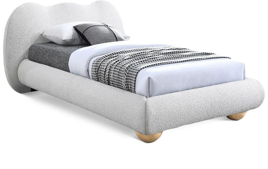 Meridian Furniture - Hyde Cream Boucle Fabric Twin Bed - HydeCream-T veiw 1