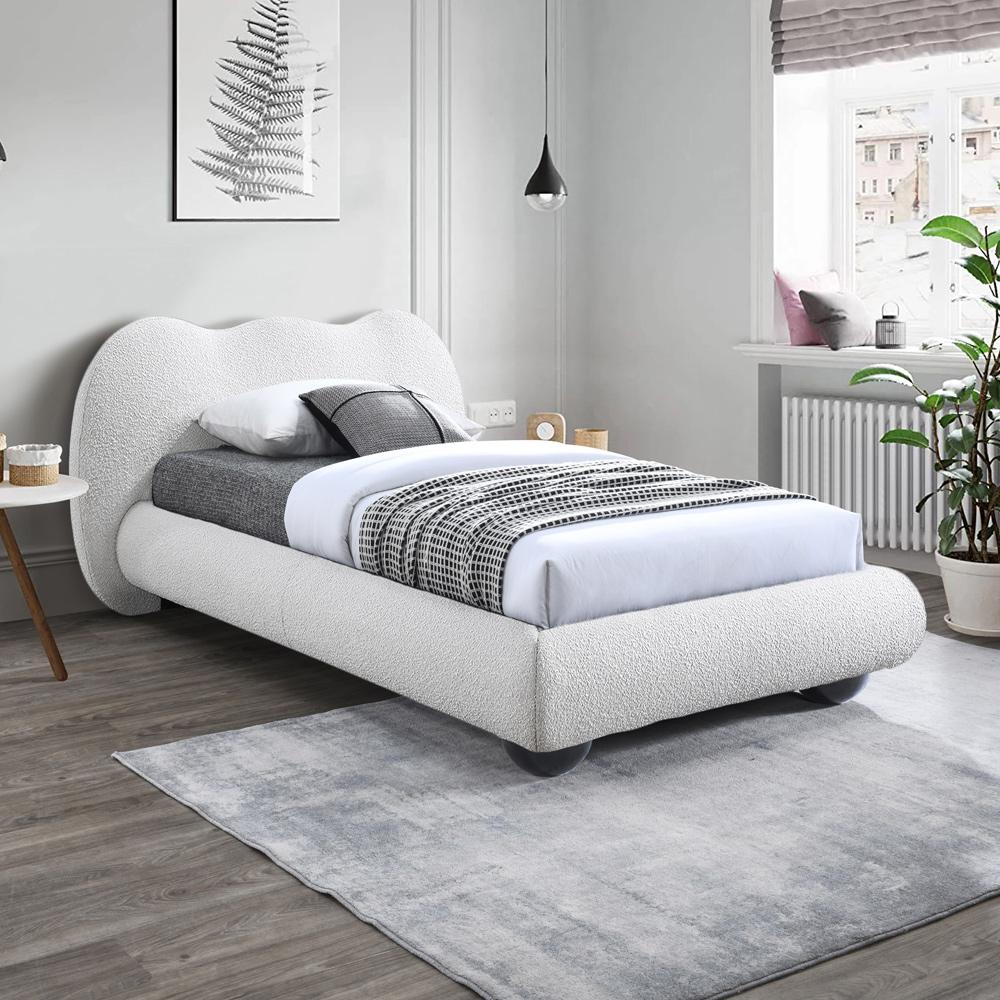 Meridian Furniture - Hyde Cream Boucle Fabric Twin Bed - HydeCream-T veiw 4