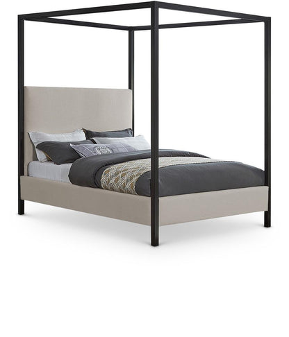 Meridian Furniture - James Beige Linen Textured Fabric King Bed - JamesBeige-K veiw 1